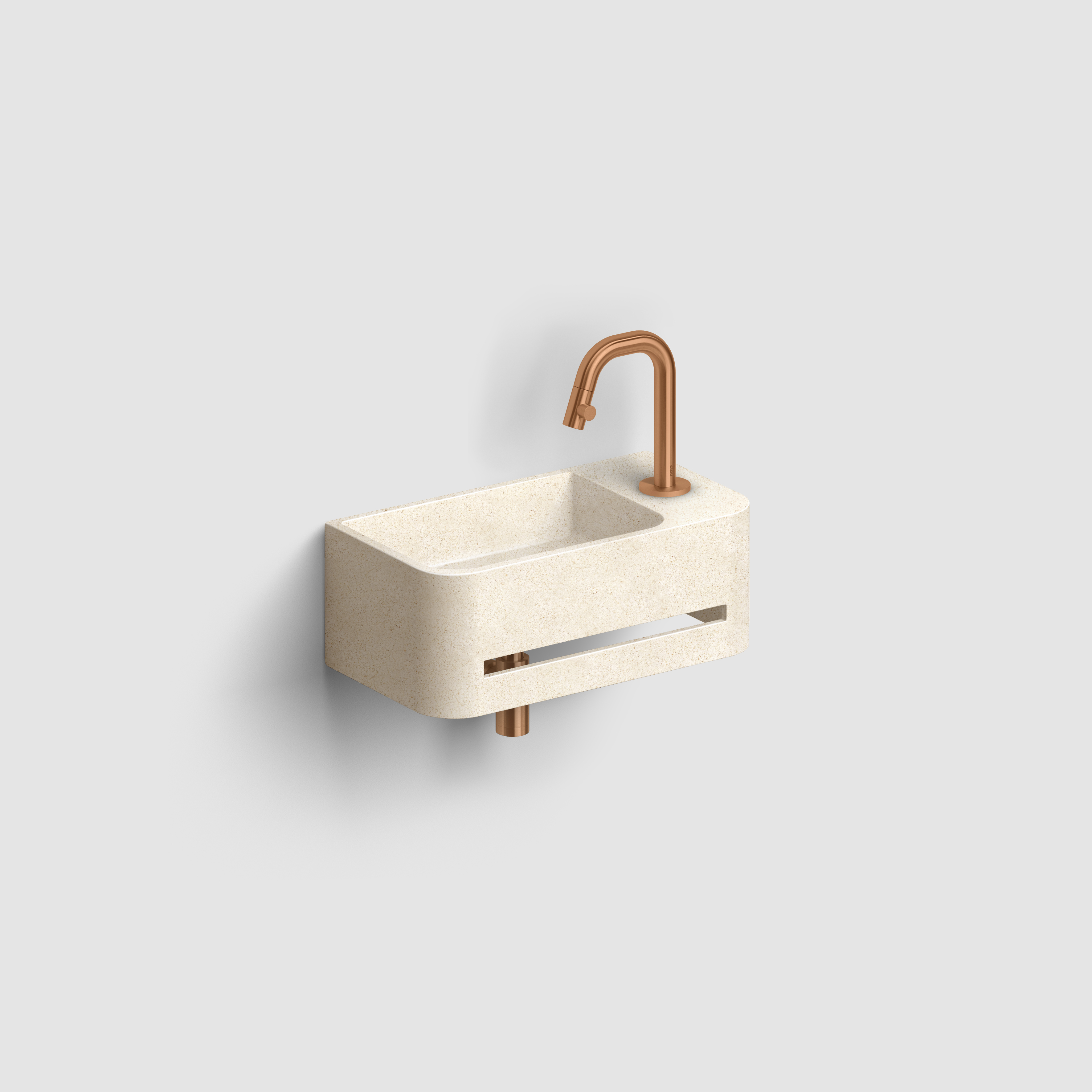 Clou InBe 9 fontein 43cm met handdoekhouder beige microrazzo